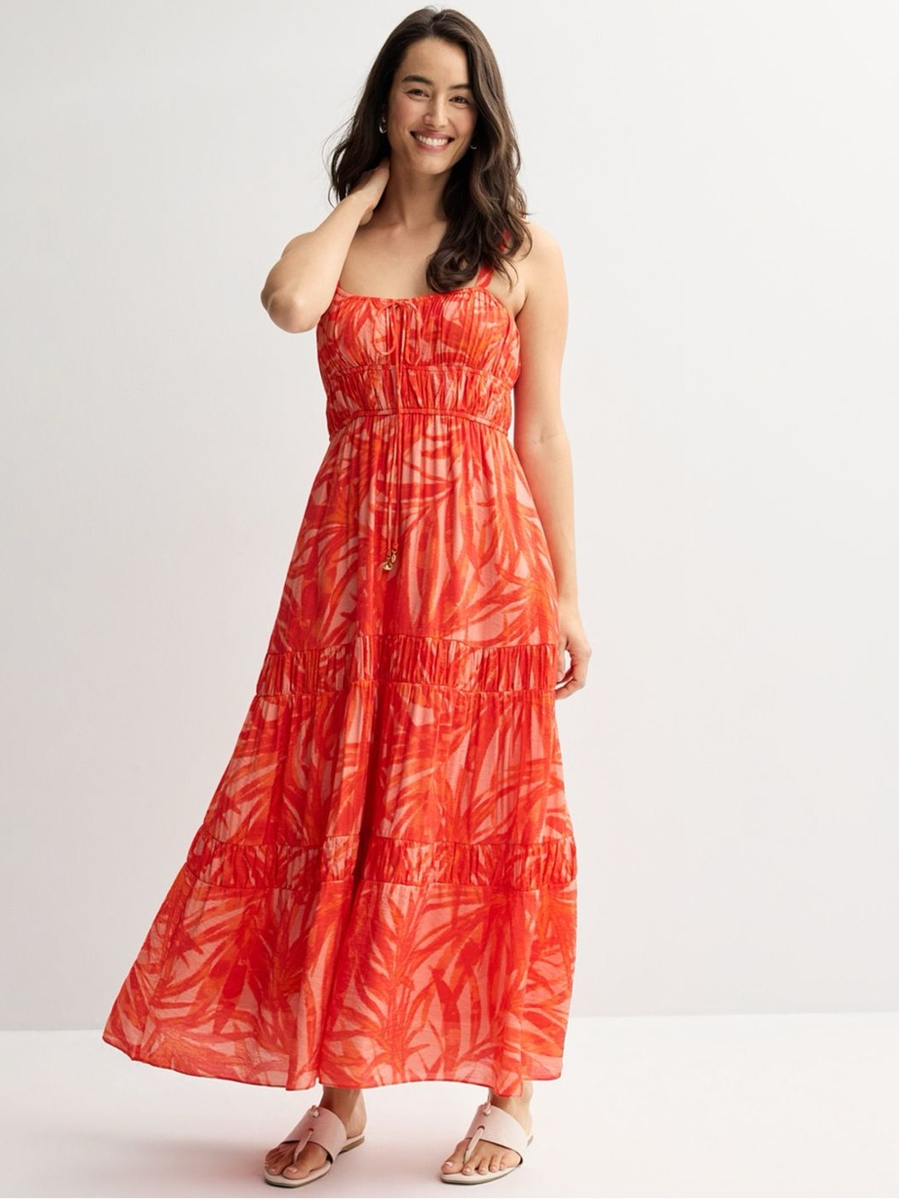 Taylor Red Printed Spaghetti-Strap Maxi Dress